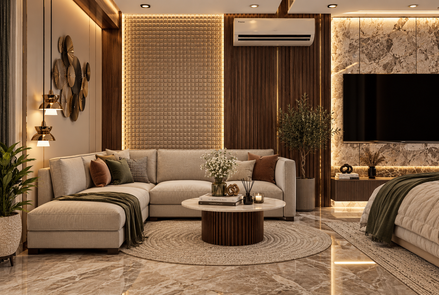 Living space designed by Mirza Interiors